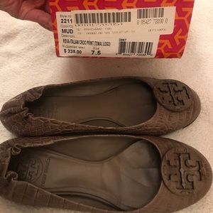 Tory Burch Reva-Italian croc flat size 7.5